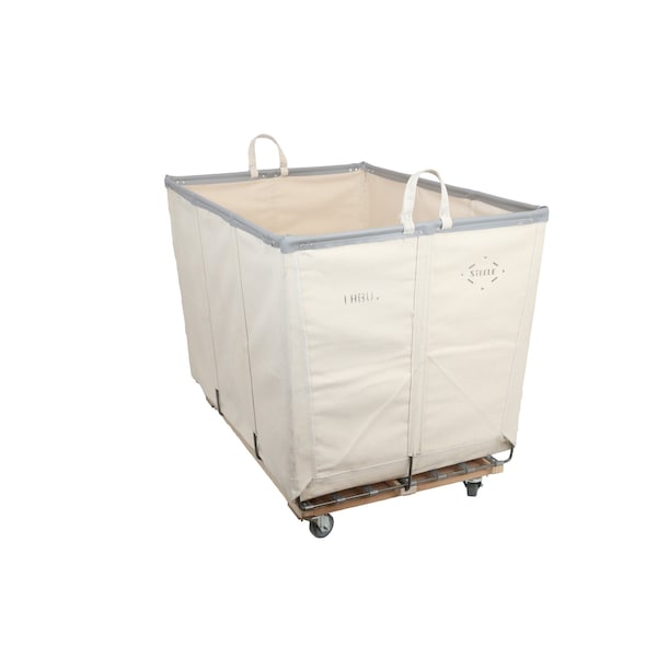 Steele Canvas Basket 18 BU Permanent Truck Natural Canvas w/Grey Vinyl - 4in Casters 9618CNATVGRYW4 - main